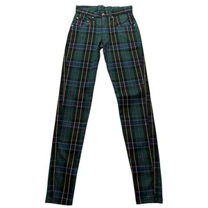Vintage 90's Dogpile Green Black Plaid Punk Skinny Jeans 28